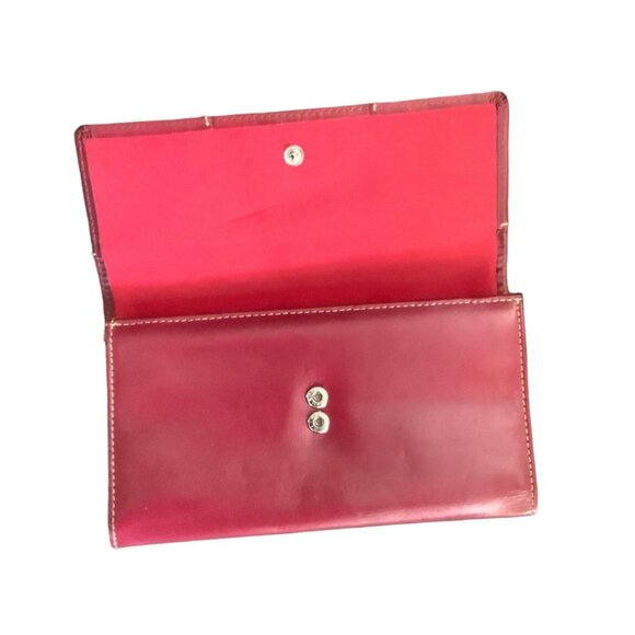 Buxton Wallet Genuine Leather Red 4.5"x7.5" Credit Card Holder Organizer - Picture 3 of 7